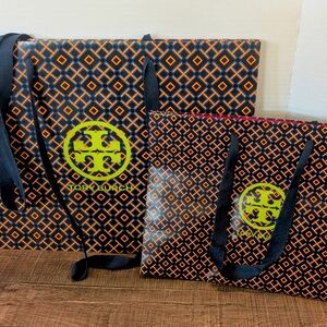Tory Burch Black and Orange Tote Bags